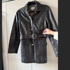 Warn Once - Rouje Paris Brown Leather Jacket with Belt
